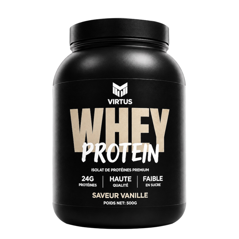 Whey Protéine Vanille Virtus – 24 g de protéines, sans sucres ajoutés